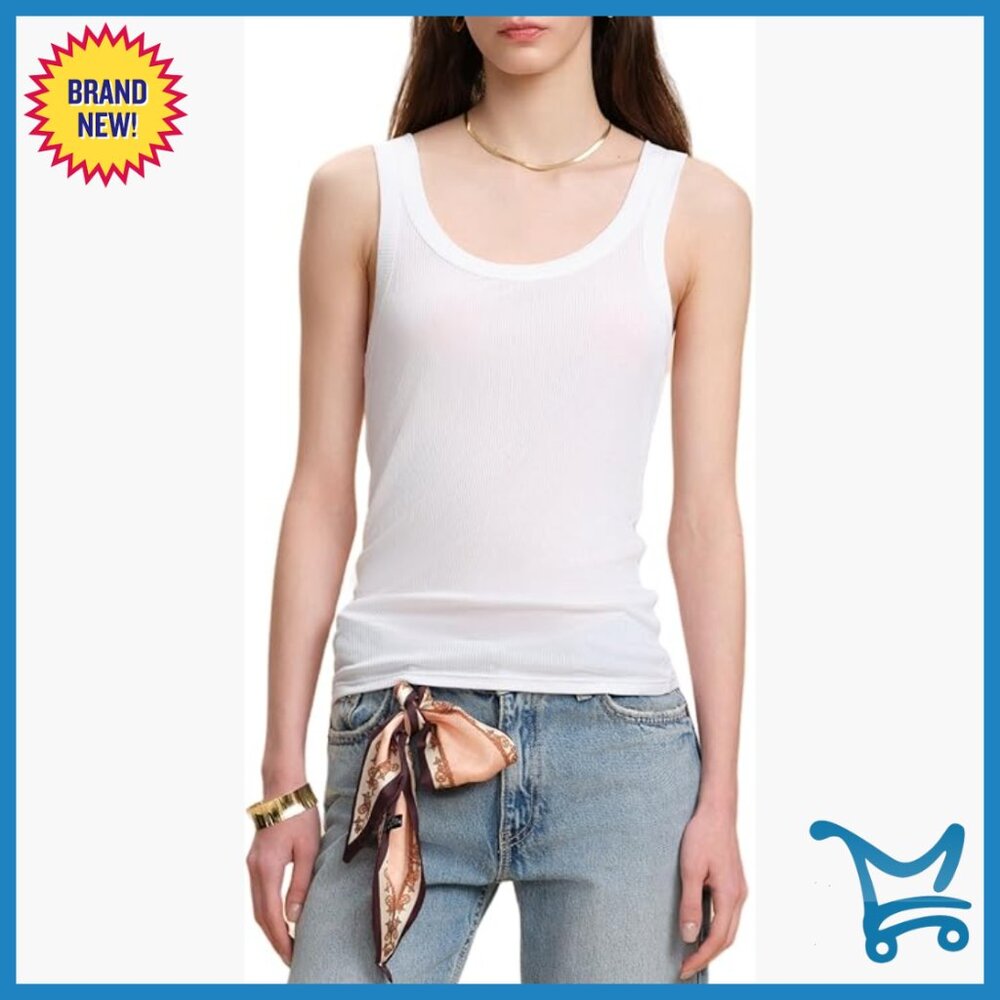 Mulberry Silk Tank Top Sleeveless Slim Fit Ribbed Crew Neck Summer